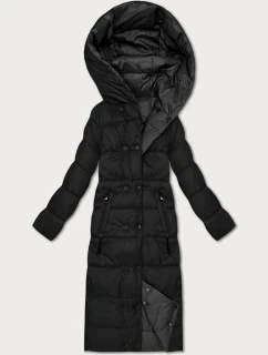 Černo-grafitová oboustranná zimní bunda v délce ke kolenům Minority (P3-6017-1+27)