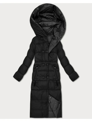 Černo-grafitová oboustranná zimní bunda v délce ke kolenům Minority (P3-6017-1+27) Černo-grafitová oboustranná zimní bunda v délce ke kolenům Minority (P3-6017-1+27)