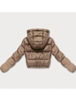 Hnědá oboustranná krátká dámská bunda s panteřím vzorem Minority (M6-6001-305)