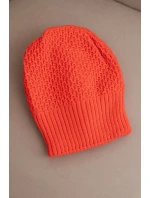 Dámská zimní čepice z vlny s dvojitým ohrnovacím lemem K426 oranžová