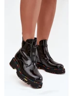 Lakované dámské kozačky z pravé kůže zateplené Artiker 57C0166 Černé