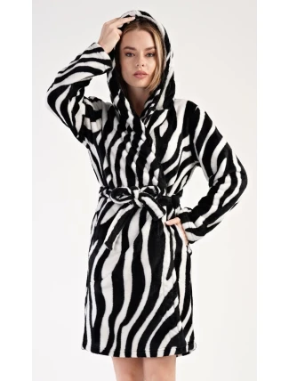 Dámský župan krátký s kapucí Zebra
