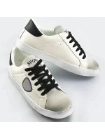 Bílo-černé dámské tenisky trampky z různých spojených materiálů (1088) Bílo-černé dámské tenisky trampky z různých spojených materiálů (1088)