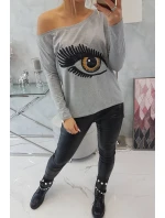 Halenka s potiskem a delšími zády šedá Halenka s potiskem a delšími zády šedá