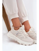 Sportovní boty sneakers dámské na silné podrážce béžové Prononice