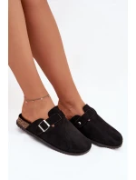 Dámské pantofle na korkové platformě s přezkou Big Star – černé