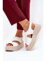Dámské sandály na platformě 5227 Ecru s béžovou - Ideal shoes