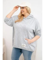 Dámská mikina Plus Size s kapucí a potiskem šedá