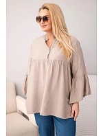 Dámská viskózová halenka Plus Size s volánovitým rukávem a výstřihem do V fango Dámská viskózová halenka Plus Size s volánovitým rukávem a výstřihem do V fango