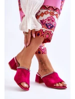 Semišové pantofle na vysokém podpatku S.Barski KV-612-2 Fuchsia