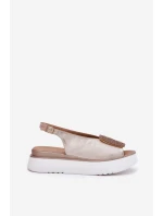 Zazoo 1786 Kožené Dámské Sandály Na Platformě S Dekorací Zlaté Ošoupané