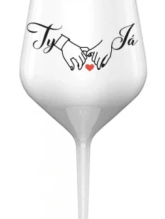 TY A JÁ (svatba) - bílá nerozbitná sklenice na víno 470 ml