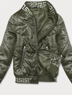 Dámská bunda typu "bomber" v khaki barvě (B8123-11)