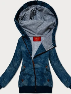 Modrá vypasovaná dámská mikina s asymetrickým zipem LHD (AMG-61)
