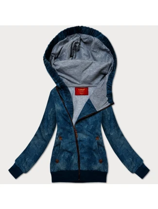 Modrá vypasovaná dámská mikina s asymetrickým zipem LHD (AMG-61)