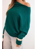 Dámský svetr viskózový asymetrický netopýří světle mořský