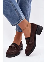 Dámské mokasiny z přírodního semiše na nízkém podpatku Vinceza 18127 Čokoládové