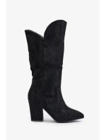 Dámské kozačky na podpatku MP401-1 Černá - Step in style