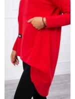 Mikina s dlouhými zády a kapucí červená