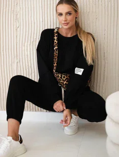 Komplet teplákové + kalhoty máslová látka černý