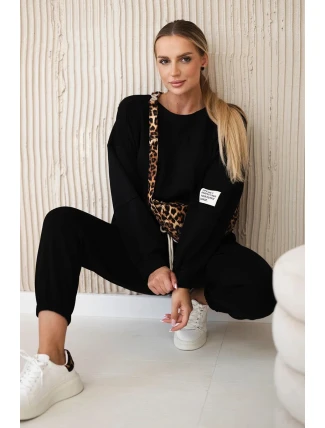 Komplet teplákové + kalhoty máslová látka černý Komplet teplákové + kalhoty máslová látka černý