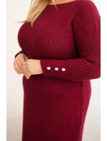 Dámské svetrkové šaty Plus Size s mohair bordó