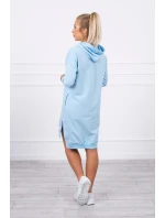 Šaty s kapucí a delšími zády modré