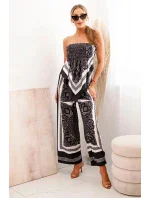 Dámský komplet s širokými nohavicemi a topem černý