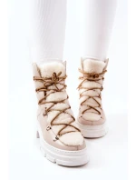 Polstrované kůže Trapeři Boty Světle Bezove Nerisso