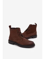 Semišové Zateplené Kotníkové Boty Na Zip Big Star OO174229 Hnědé