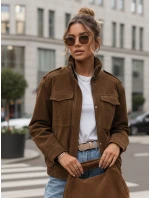 Dámská semišová bunda / bomber TY5578 Tmavě hnědá - Fashion Street