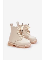 Zateplené dětské boty s medvídkem na zip béžové Enchanta