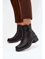 Dámské kotníkové boty na klínu s vyhříváním Černé Kalivana