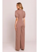 M852 Kombinéza s puff rukávy - mocca M852 Kombinéza s puff rukávy - mocca