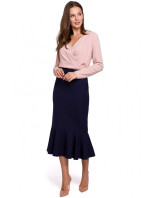 K025 Volánová tužková sukně - krepová růžová