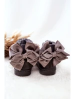 Dětské Teplé Sněhule S mašlí Šedé Snowis