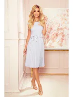 311-13 LILA plisované šaty s krátkým rukávem - ŠEDÉ
