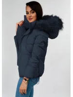 Tmavě modrá krátká dámská zimní prošívaná bunda (7694) Tmavě modrá krátká dámská zimní prošívaná bunda (7694)
