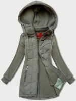 Šedozelená rozepínací dámská mikina z různých spojených materiálů LHD (AMG-165) Šedozelená rozepínací dámská mikina z různých spojených materiálů LHD (AMG-165)