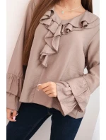 Dámská blůza z viskózy s volány a dlouhým rukávem fango