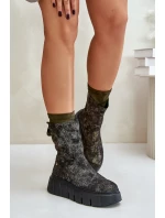 Dámské Kožené Boty Na Masivní Platformě Maciejka 06766-09 Khaki