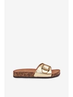 Dámské pantofle na korkové platformě se sponou zlaté Vianara