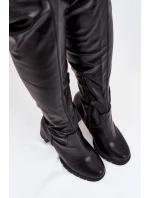 Dámské nadkolenní kozačky Tahlina na sloupku z eko‑kůže – černé