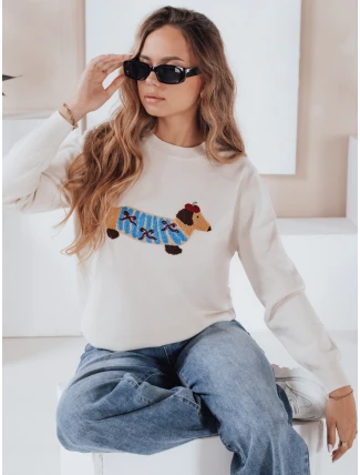 Dámský svetr CHICPAWS cream cream dog applique FashionStreet MY2542