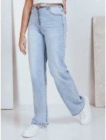 Dámské džíny s vysokým pasem a širokými nohavicemi světle modré FashionStreet UY2786 Dámské džíny s vysokým pasem a širokými nohavicemi světle modré FashionStreet UY2786