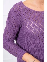 Svetr s ažurovým zdobením fialový
