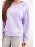 Dámská viskózová mikina s dlouhým rukávem v drobných květinách fialová