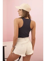 Dámské bavlněné boxerové tílko na širokých ramínkách grafitová