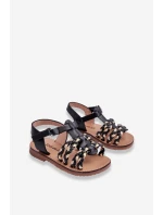 Dětské sandály na suchý zip s pruhy Černá Sammy Dětské sandály na suchý zip s pruhy Černá Sammy