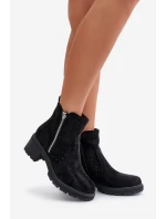 Dámské Boty S Vzorováním Na Podpatku Černé Oviria